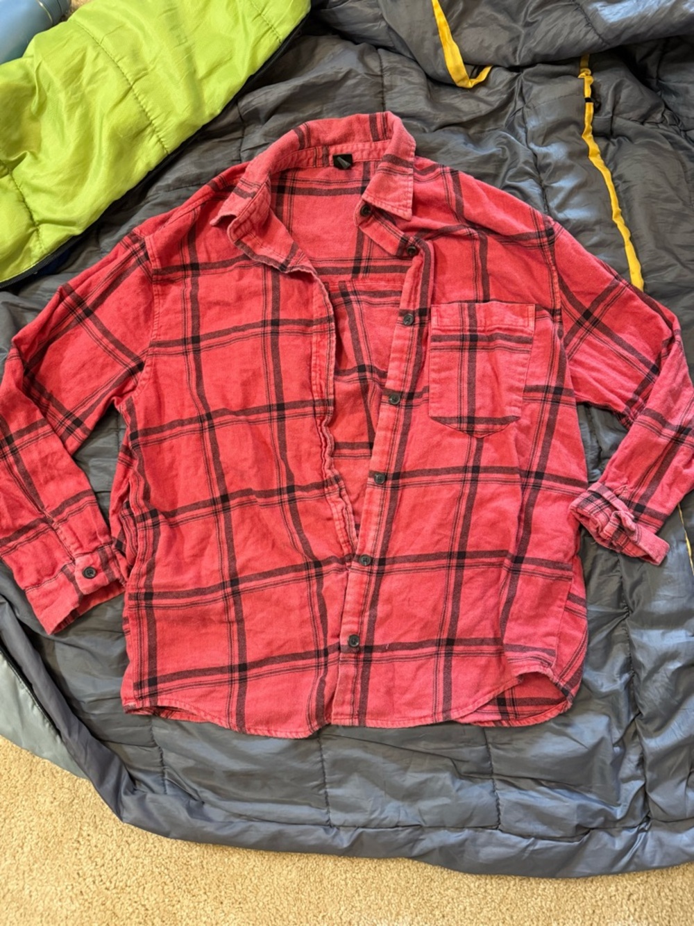 Red Plaid Button-Up Shirt